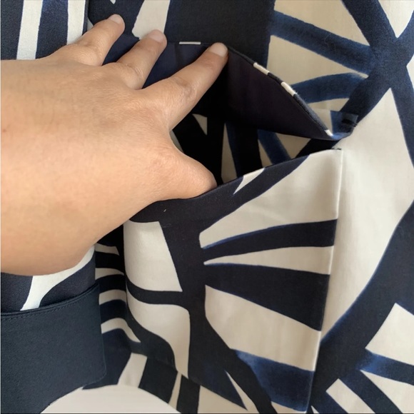 Lafayette 148 New York Blue Cream Blazer Jacket M One Button Cotton Blend - Picture 4 of 10